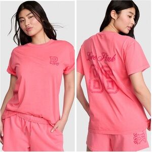 Victoria’s Secret PINK Campus Tee Vivid Pink Love Pink 86 NWT Sold Out